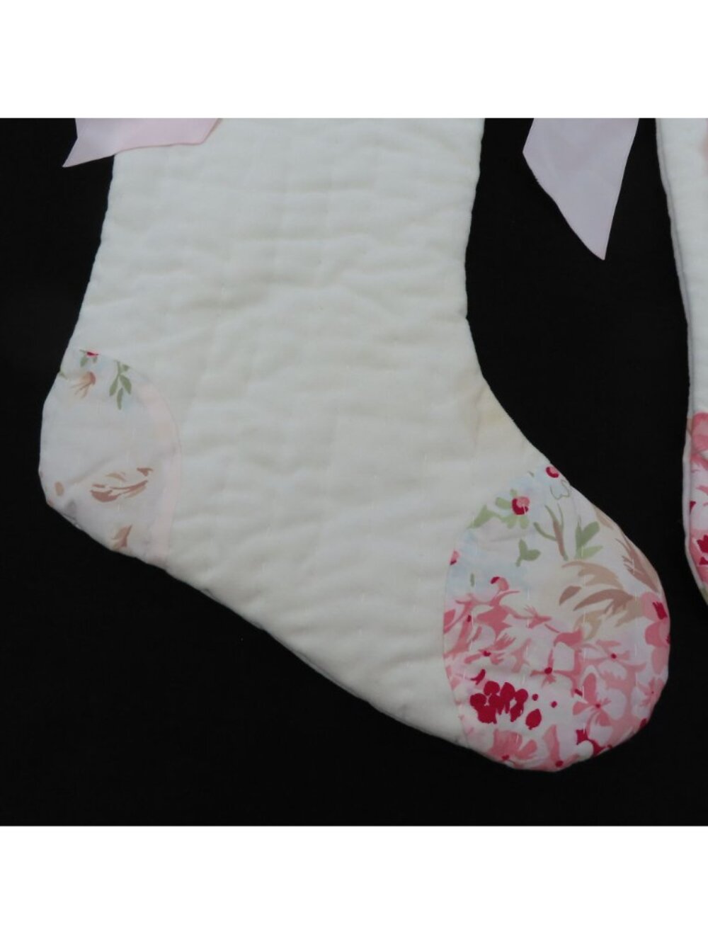 Simply Shabby Chic Pair of 2 Pink Floral Ruffle Christmas Stockings Holiday Xmas - Picture 7 of 15